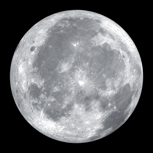 Close up of moon isolated on black background