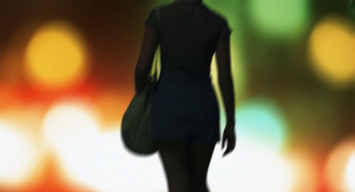 silhouette of a woman in the street. Image shot 2002. Exact date unknown.