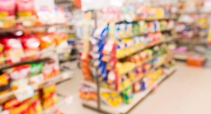 Blurred view of supermarket store