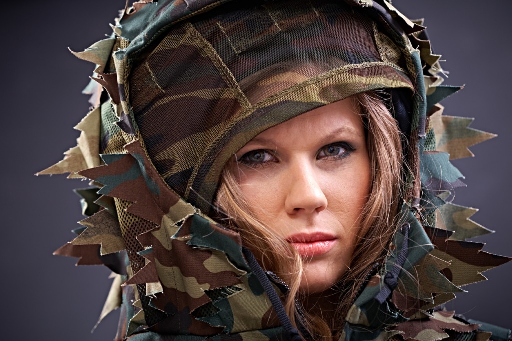 serious female soldier