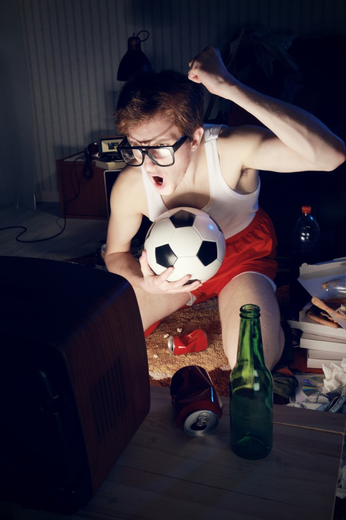 Soccer Fan Watching Television