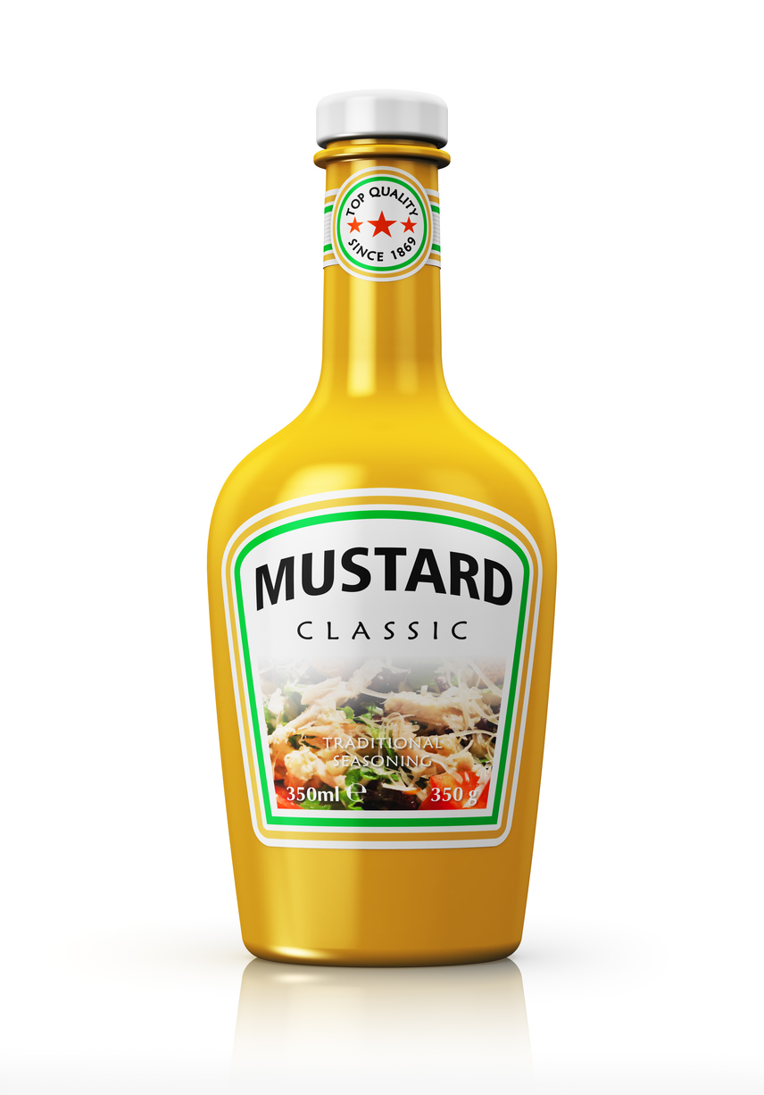 Bottle with yellow mustard