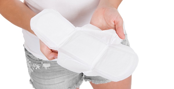 Woman holding Sanitary pad