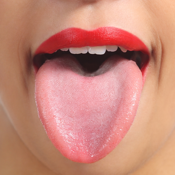 Front view of a woman tongue