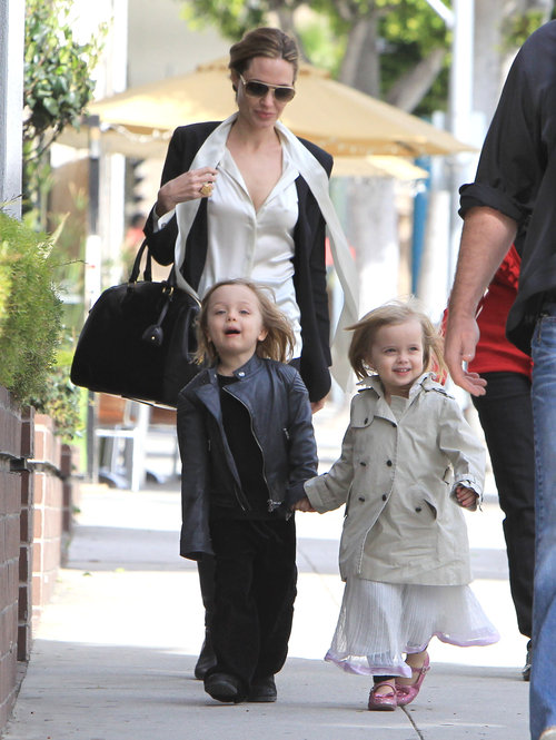 Semi-Exclusive: Angelina Jolie Takes Her Twins Shopping