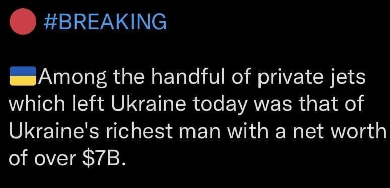 러시아의 우크라이나 침공이 임박한 것으로 알려진 지금, 우크라이나 내에 있는 부자들과 유력 정치인들이 국가를 떠나고 있는 것으로 확인됐다. 최근 우크라이나 내 트위터 등 SNS 계정에 따르면 ‘전용기’ 수십�