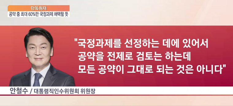 윤석열 대통령 인수위 공약 40% 파기 선언한 내용