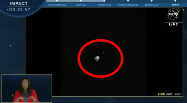 NASA 다트 소행성 디모르포스 충돌 장면이 유튜브 생중계됐다