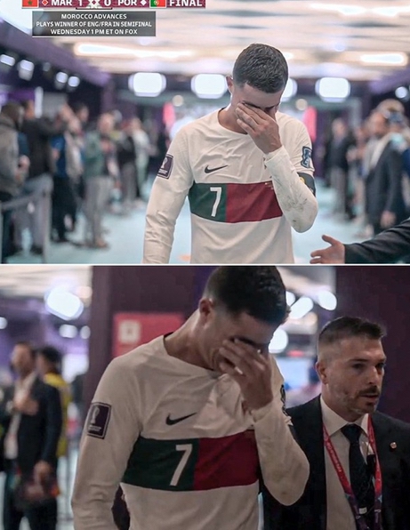 모로코 포르투갈 월드컵 8강 호날두 눈물