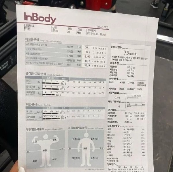 김주연 인스타그램 11kg감량 인바디 측정