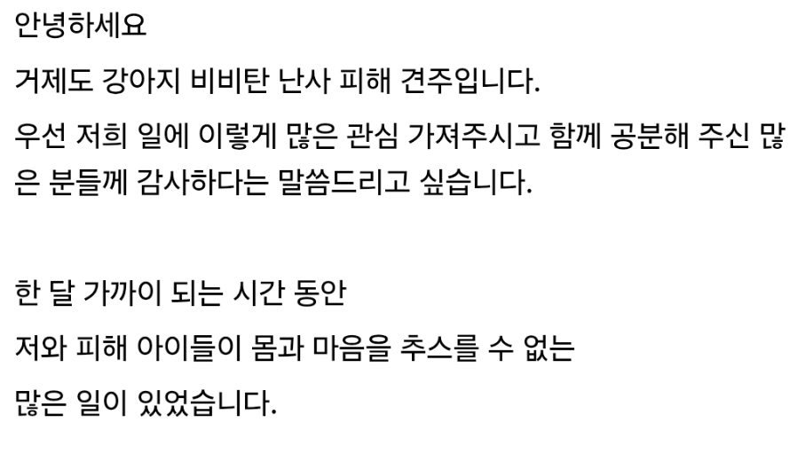 거제도 해병대 비비탄 난사 피해 견주의 호소