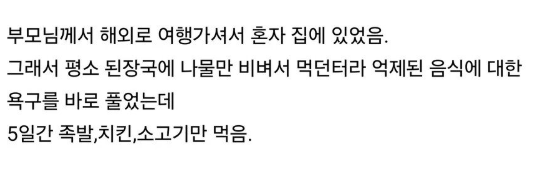 5일동안 치킨,족발,고기만 먹은 후기