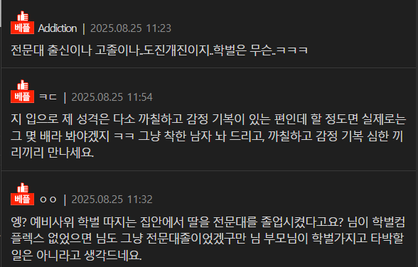 남친이 고졸이라 고민인 여성