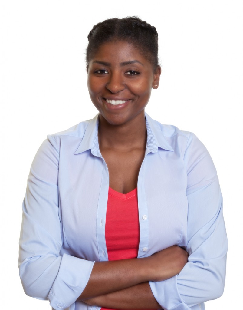 Young african woman with crossed arms