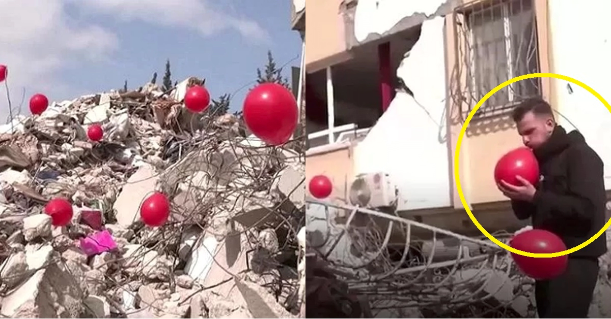 튀르키예 지진 현장 가득히 장식한 '빨간 풍선' 몰랐던 이유 알고 나면 눈물 나는 사연