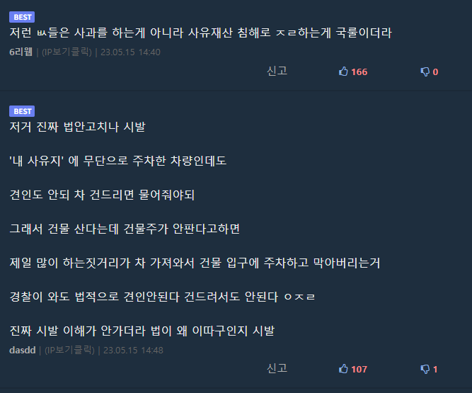 아파트 주민도 아닌데 매일 도둑 주차하던 차의 최후