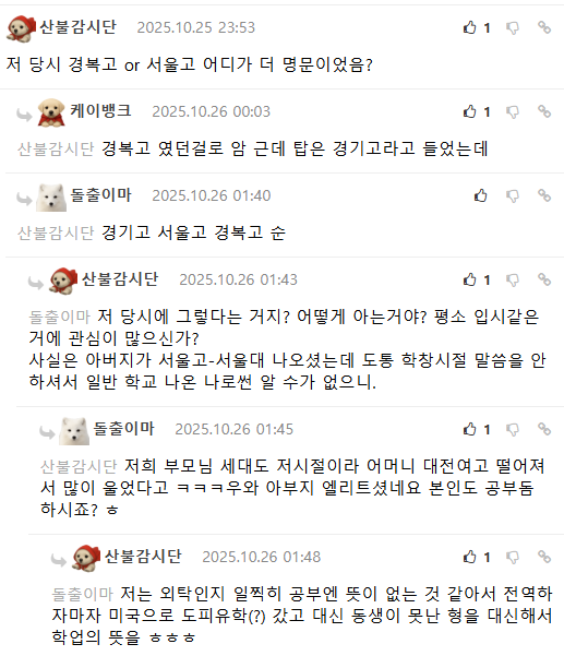 어느 서울 명문고 반창회 직업 클래스(동창회 아님)